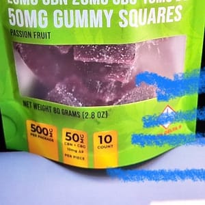 The Hemptender 50mg Delta-9 THC + CBN+ CBG Gummy Squares - 10ct - Passionfruit